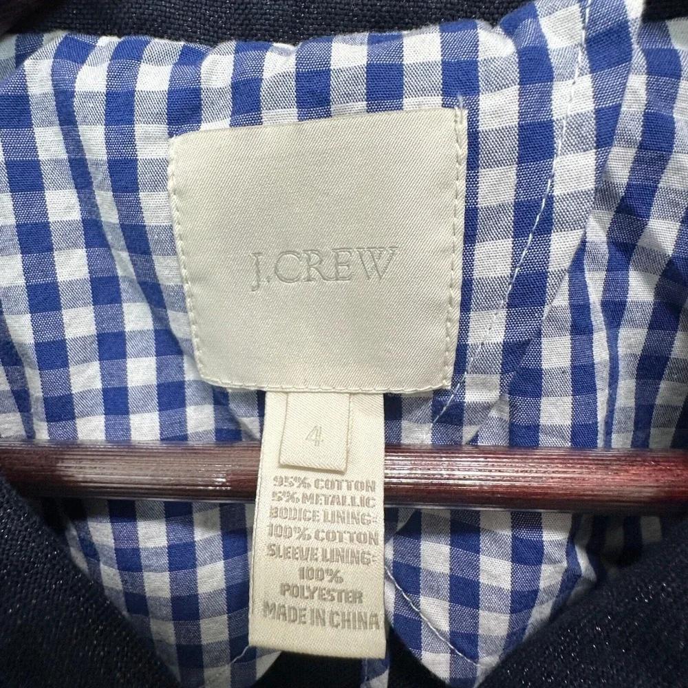 J.Crew Women Light Peacoat Cotton Blend Jacket Sz 4 Preppy Academia Minimalist - Picture 4 of 8